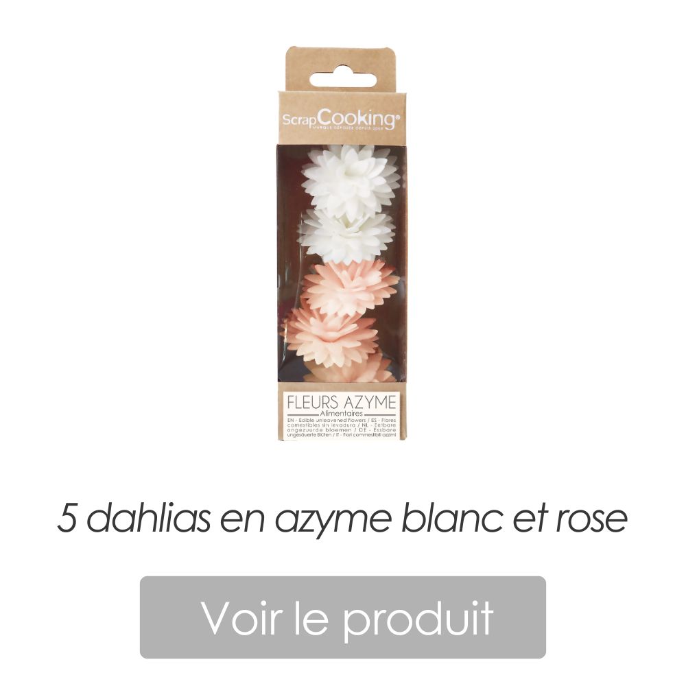 Layer Cake ganache Framboise Coco 5 dahlias comestibles  - ScrapCooking